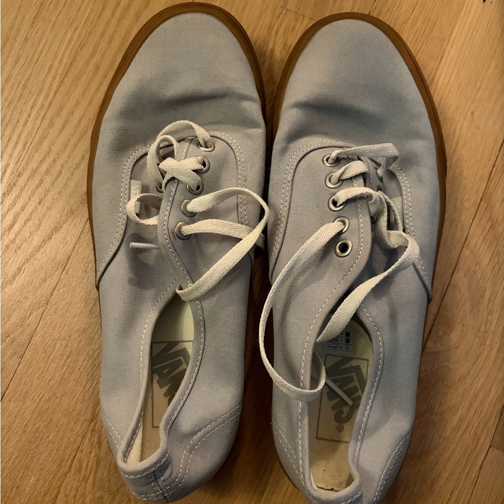 Vans Light Gray Canvas Sneakers with Gum Sole